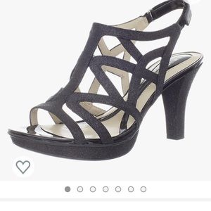 Naturalized glitter black heels